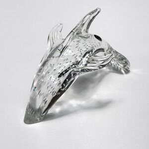 FM Konstglas Ronneby Sweden Glass Dolphin Figurine Controlled Bubble Art Glass